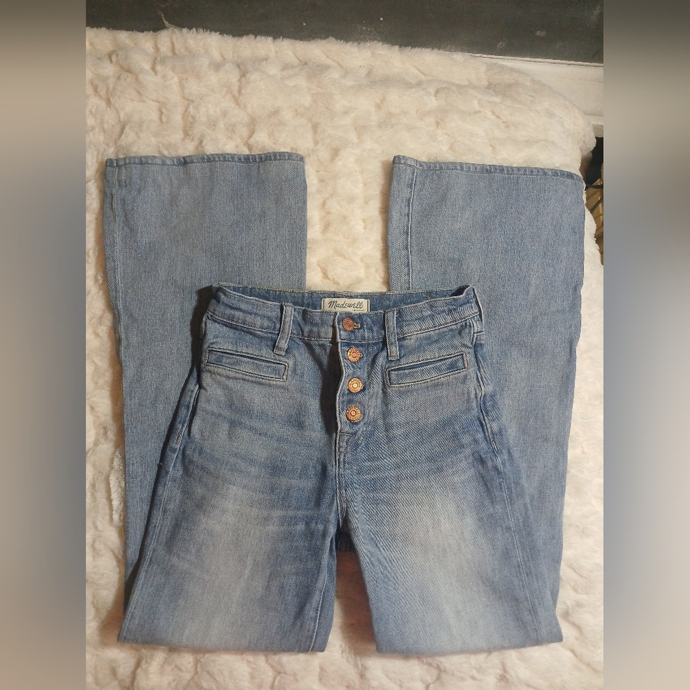 Madewell Flea Market Flare Jeans In Light Wash Size 24 High Rise Stretch Denim
